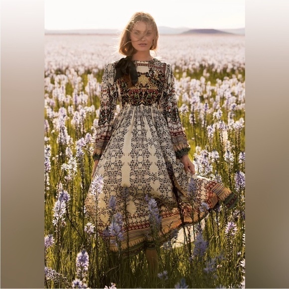 Anthropologie Bhanuni By Jyoti Beaded Far Fields Beaded  Dress Size 12 PETITE - Picture 2 of 12